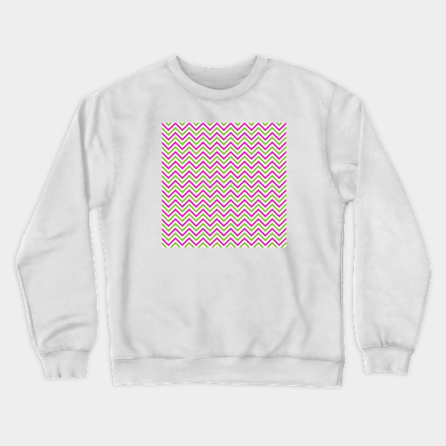 Pink & Green Stripes Crewneck Sweatshirt by StripePatterns